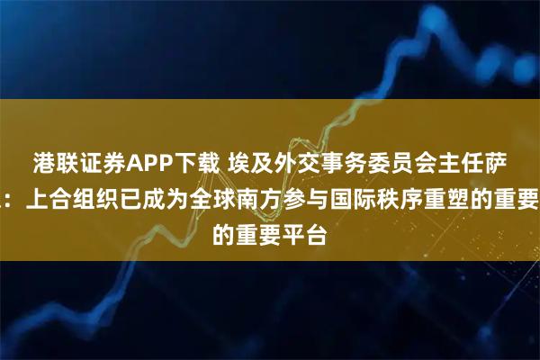 港联证券APP下载 埃及外交事务委员会主任萨阿德：上合组织已成为全球南方参与国际秩序重塑的重要平台